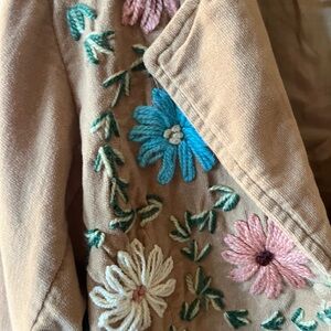 Embroidered Floral Tan Jacket